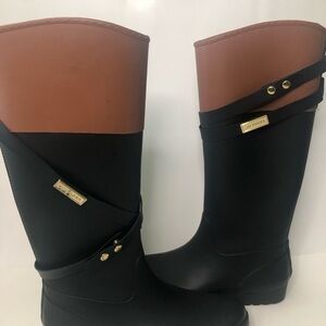 Tommy Hilfiger Black and Brown rain Boots